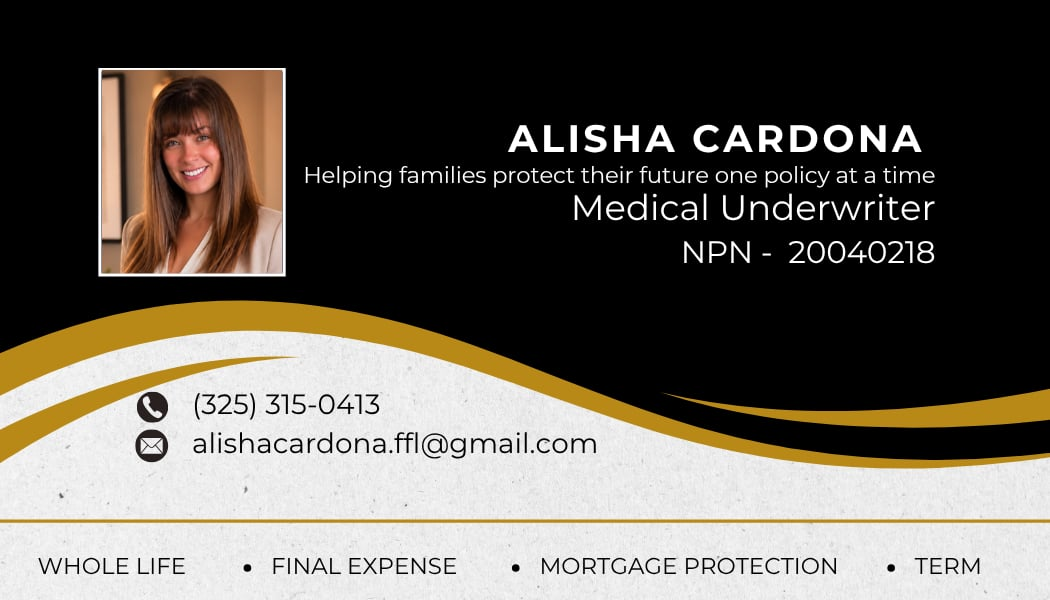 Alisha Cardona insurance business card